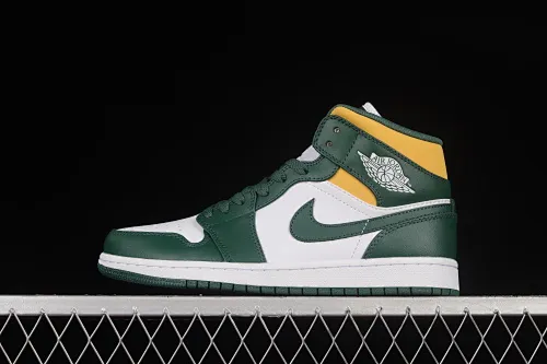 All categories Air Jordan Jordan series basketball shoes Air Jordan 1 Mid G version pure original Air Jordan 1 Mid "Green Yellow" AJ Joe 1 white green yellow Seattle Supersonics 554724-371